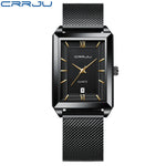 Relógio Feminino de Luxo CRRJU Dourado – Quartzo, À Prova d'Água, Pulseira de Aço Inoxidável e Função de Data
