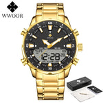Relógio WWOOR Luxo Quartzo Digital e Analógico