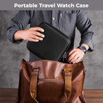 Travel Watch Case,6 Slots Hard Shell Storage Box for Watch Bracelet Accessories, Zippered Organizer Bag Valentine's Gift for Men