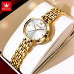 Relógio Feminino OLEVS de Luxo EleganteDourado e Original Quartzo À Prova d'Água