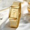Relógio CRRJU Feminino de Luxo — Aço Inoxidável, Resistente à Água, Dourado