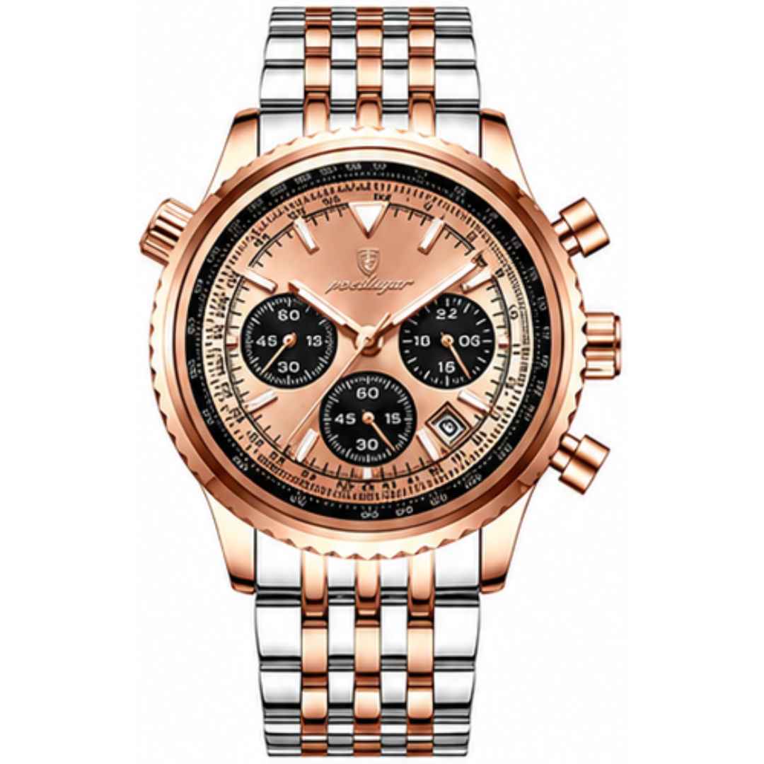 Relógio de Pulso Masculino de Luxo POEDAGAR – Cronógrafo, Data, À Prova d'Água, Luminoso, Aço Inoxidável, Quartzo, Estilo Clássico