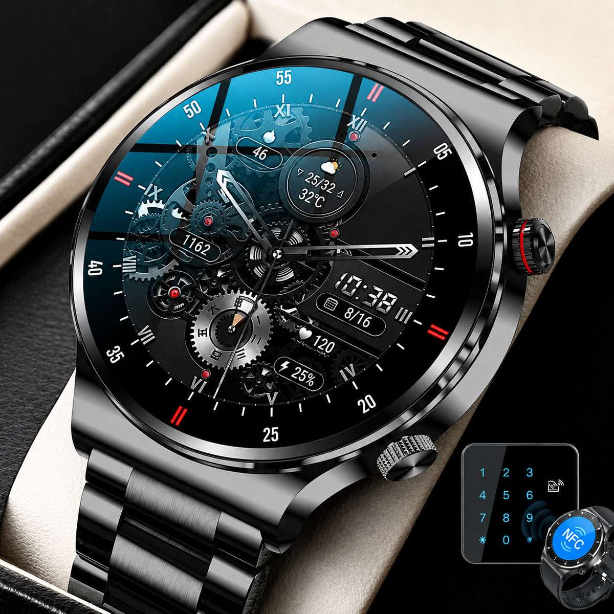 Smartwatch LIGE GPS — Tela AMOLED, Monitor Cardíaco, Bluetooth