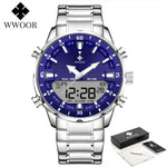Relógio WWOOR Luxo Quartzo Digital e Analógico