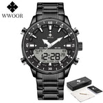 Relógio WWOOR Luxo Quartzo Digital e Analógico