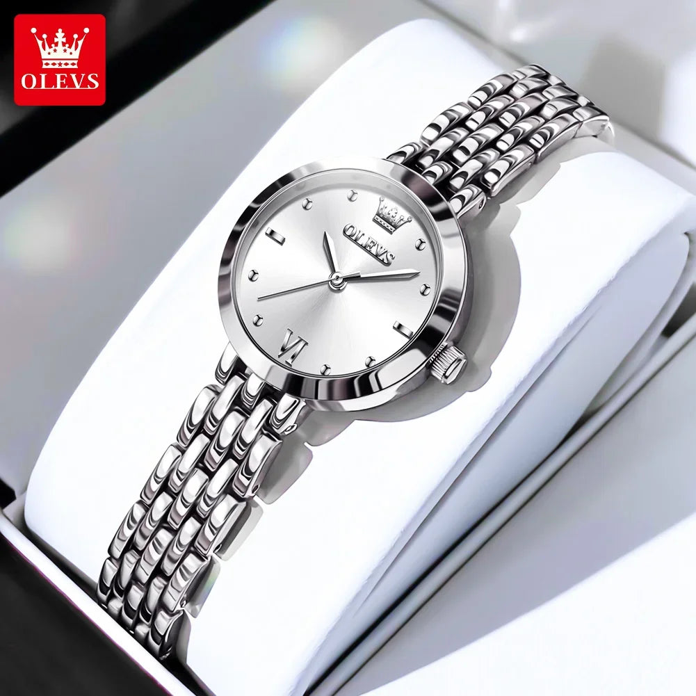 Relógio Feminino OLEVS de Luxo EleganteDourado e Original Quartzo À Prova d'Água